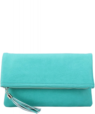 Envelope Foldover Wristlet Clutch Crossbody Bag with Chain Strap LP048 MINT